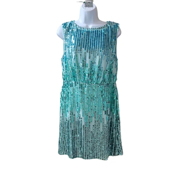 River Island Womens Green Sequin embellished shift mini dress - 6 River Island Womens Green Sequin embellished shift mini dress - 6
